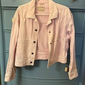 Baby Pink We the Free Free People Boxy Denim Jacket with Buttons